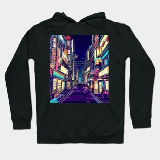 Anime japan street scene, urban, night view Hoodie